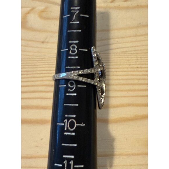 Star Rhinestone Silver Tone Adjustable Ring - Picture 2 of 8